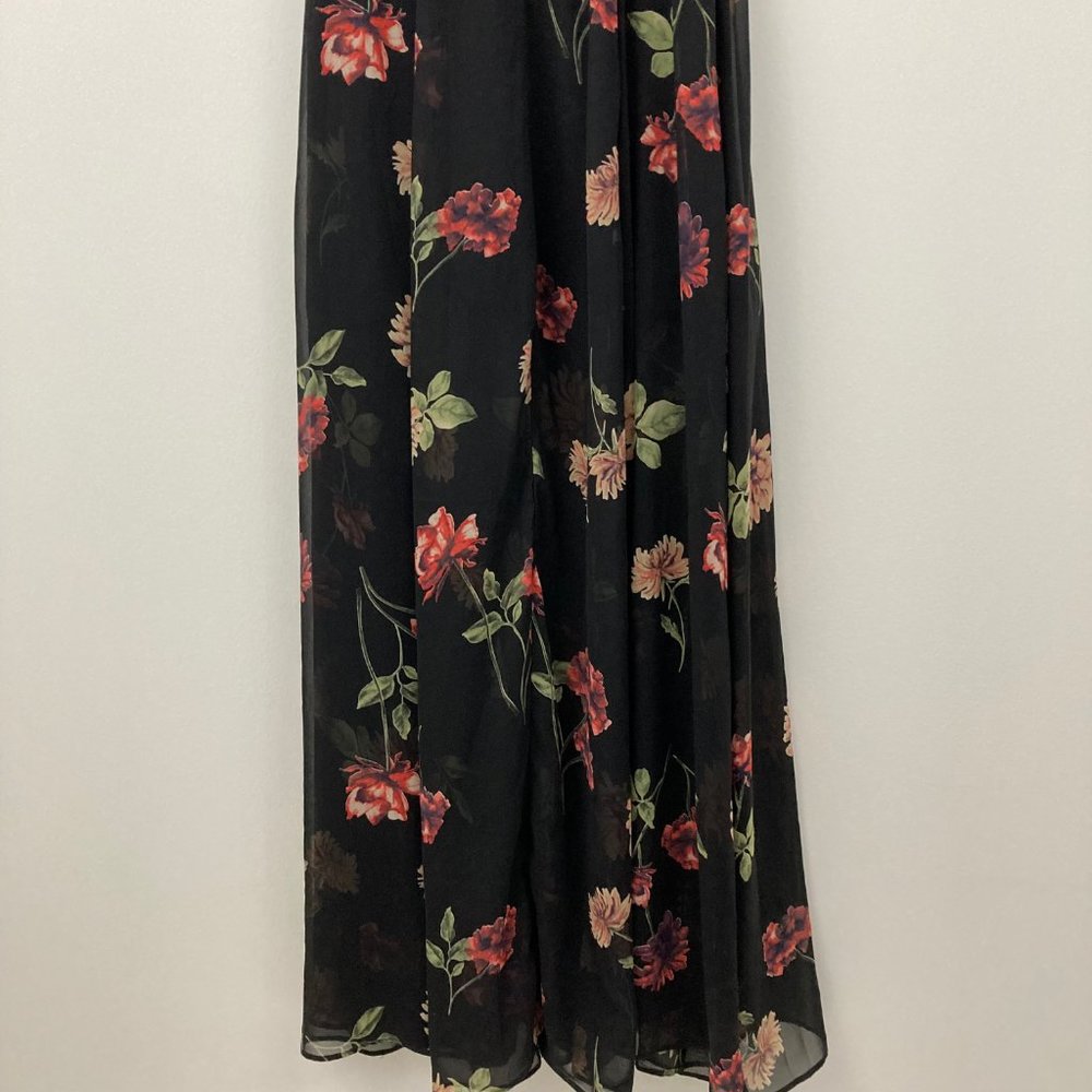 Lulus Every Little Thing Black Floral Print Maxi Dress Size XS Velvet Mock Neck - Picture 6 of 12